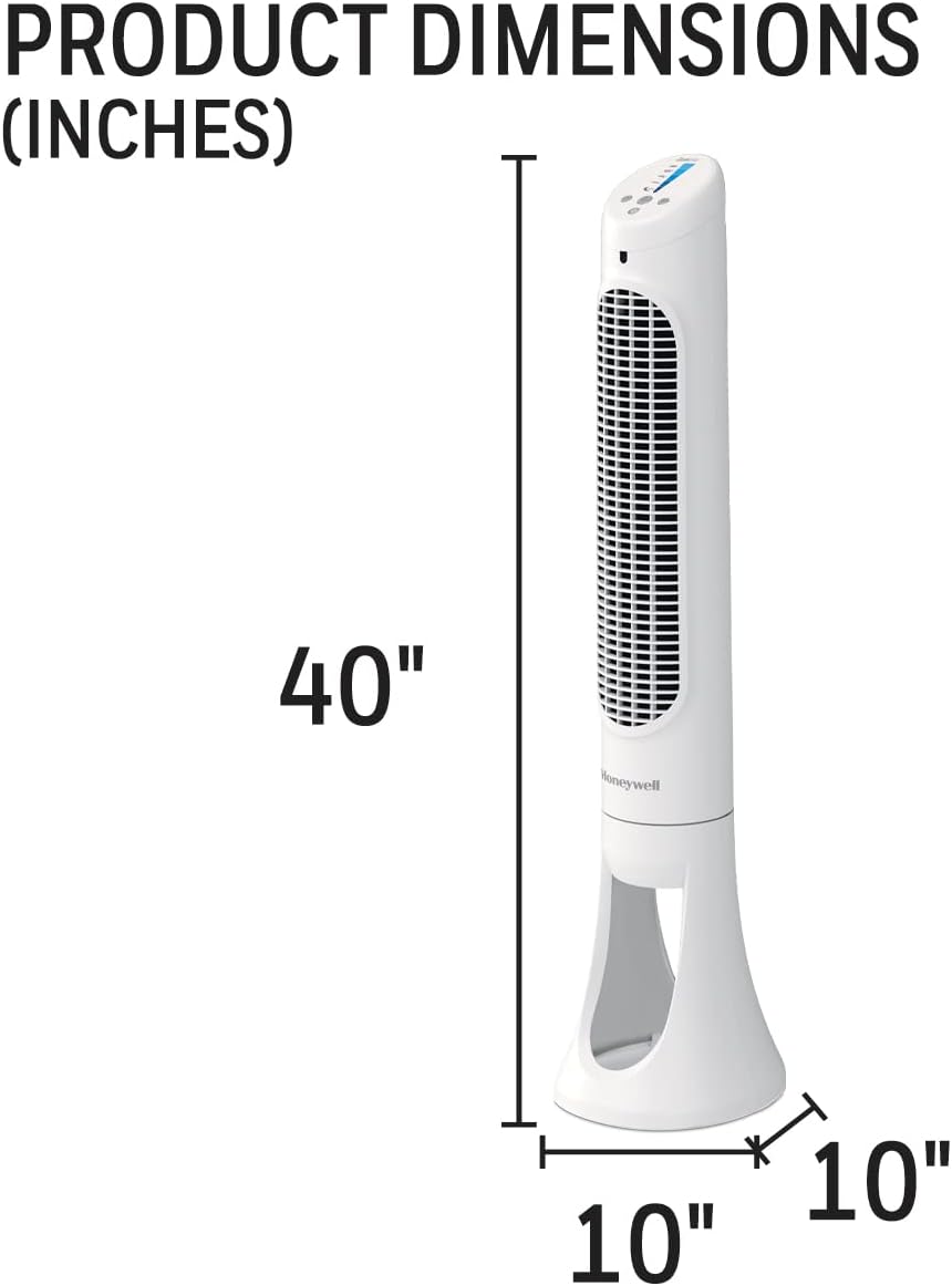 Honeywell HYF260WC QuietSet® Whole Room 40” Tall Tower Fan Home, Bedroom, Office, 75° Oscillation, Remote Control, 5 speeds, Slim Profile, Auto Shut-Off, Portable, Easy-to Use Controls, White - Image 3