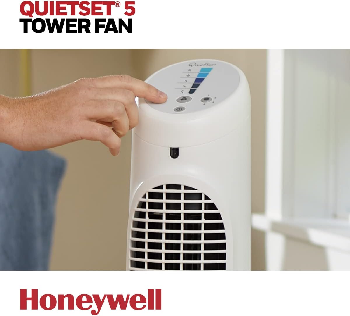 Honeywell HYF260WC QuietSet® Whole Room 40” Tall Tower Fan Home, Bedroom, Office, 75° Oscillation, Remote Control, 5 speeds, Slim Profile, Auto Shut-Off, Portable, Easy-to Use Controls, White - Image 11