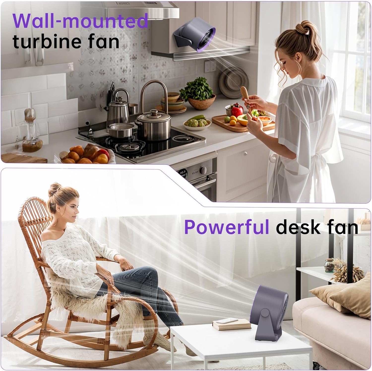 Desk Fan, USB Rechargeable Quiet Desktop Fan with 5400mAh Battery & LED Display, Adjustable Speed Control, 90° Tilt Head Hangable Table Fan for Office, Bedroom, Dorm, Kitchen (Khaki) - Image 6