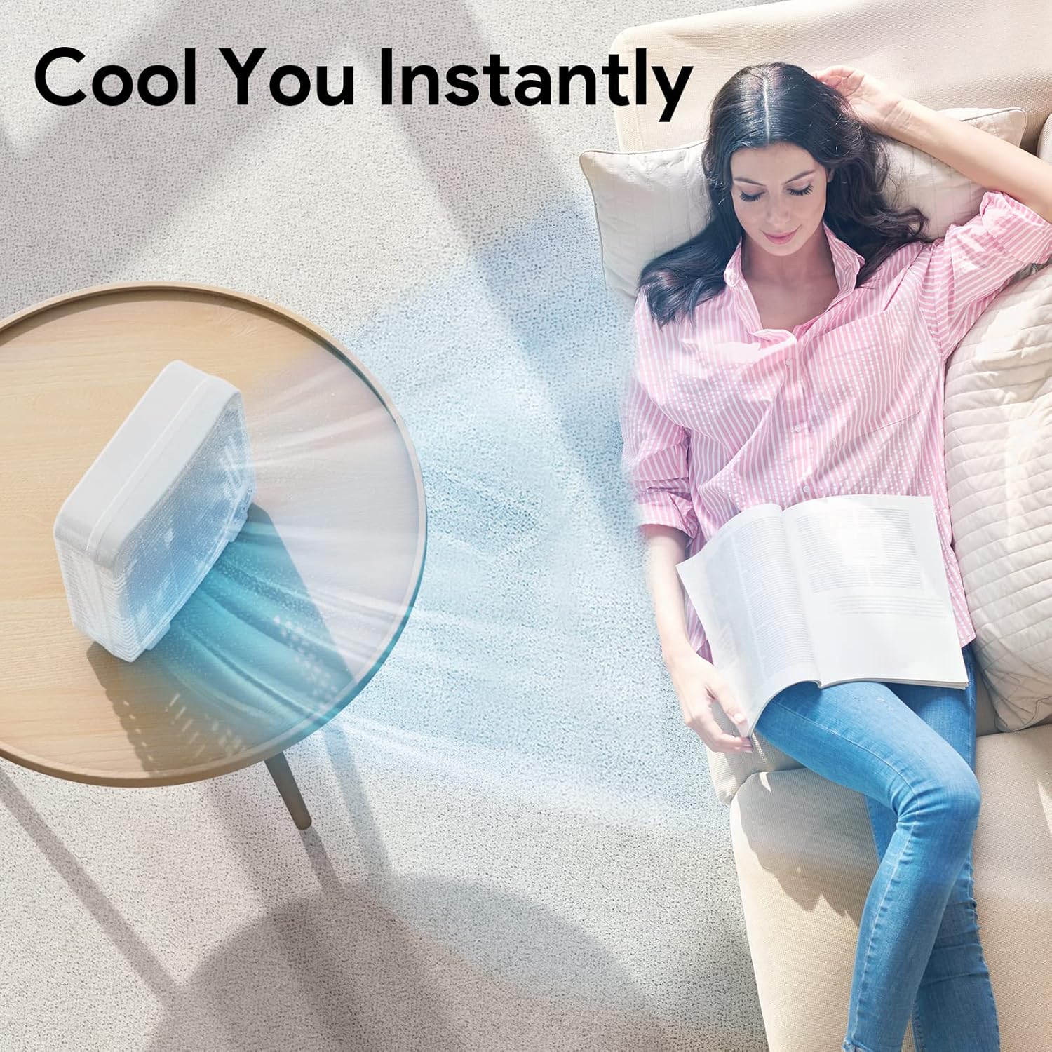 shinic 10" Tabletop Box Fan for Bedroom, 2 Speeds, Quiet Table Fan with Strong Airflow, Energy Efficient Small Box Fan, Portable Kitchen Exhaust Fan for Bedroom Bathroom Office Dorm Workshop, Green - Image 6