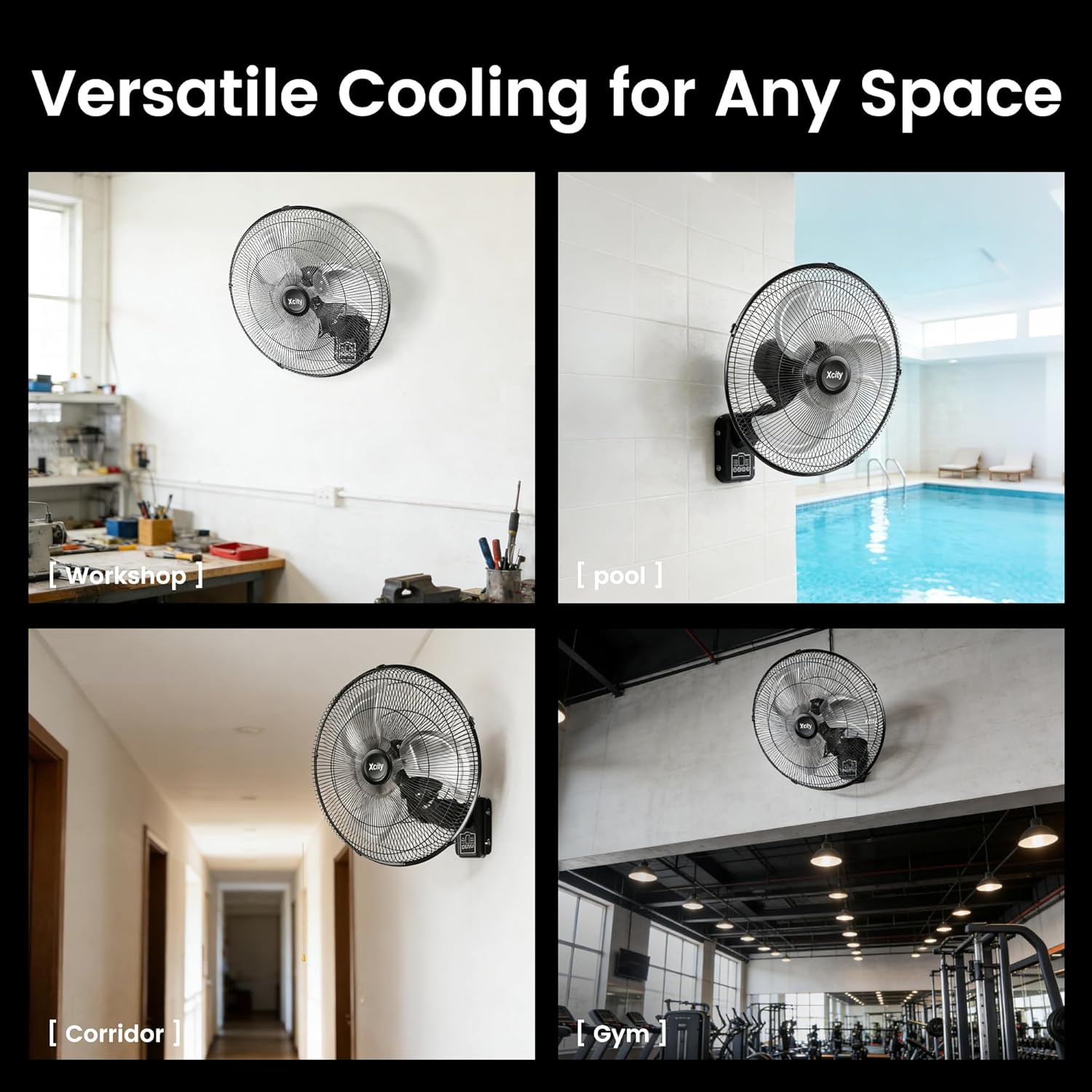 20" Oscillating Wall Mount Fan with Remote Control, 90° Auto Oscillation & Timer, Industrial Grade with 3 Speeds, Digital Display, Quiet Wall Mounted Fan for Home Gym, Garage, Workshop - Image 7