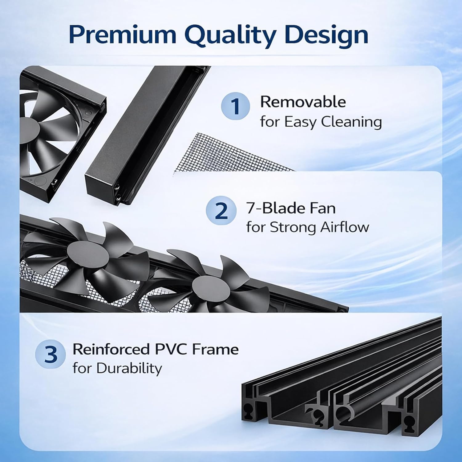 Vertical Window Exhaust Fan for Sliding Windows, Reversible Airflow Window Fan with Stepless Speed Control, No-Tools Punch-Free Installation Ventilation Fan for Bedroom Bath black 31.5-33.5in/80-85cm - Image 4