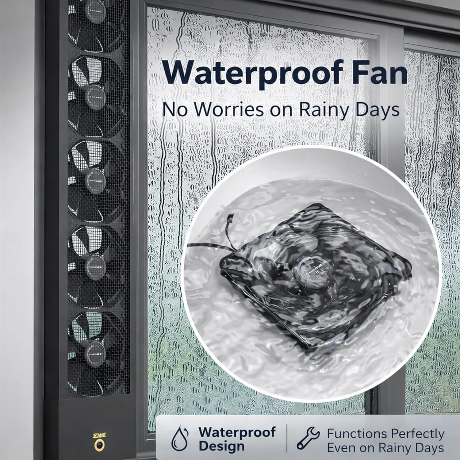 Vertical Window Exhaust Fan for Sliding Windows, Reversible Airflow Window Fan with Stepless Speed Control, No-Tools Punch-Free Installation Ventilation Fan for Bedroom Bath black 31.5-33.5in/80-85cm - Image 5