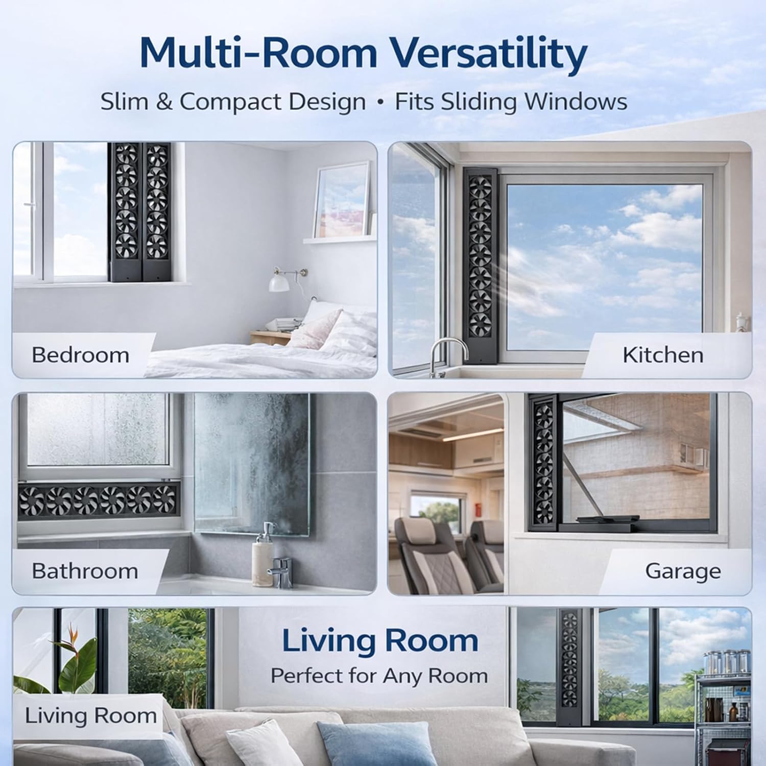 Vertical Window Exhaust Fan for Sliding Windows, Reversible Airflow Window Fan with Stepless Speed Control, No-Tools Punch-Free Installation Ventilation Fan for Bedroom Bath black 31.5-33.5in/80-85cm - Image 6