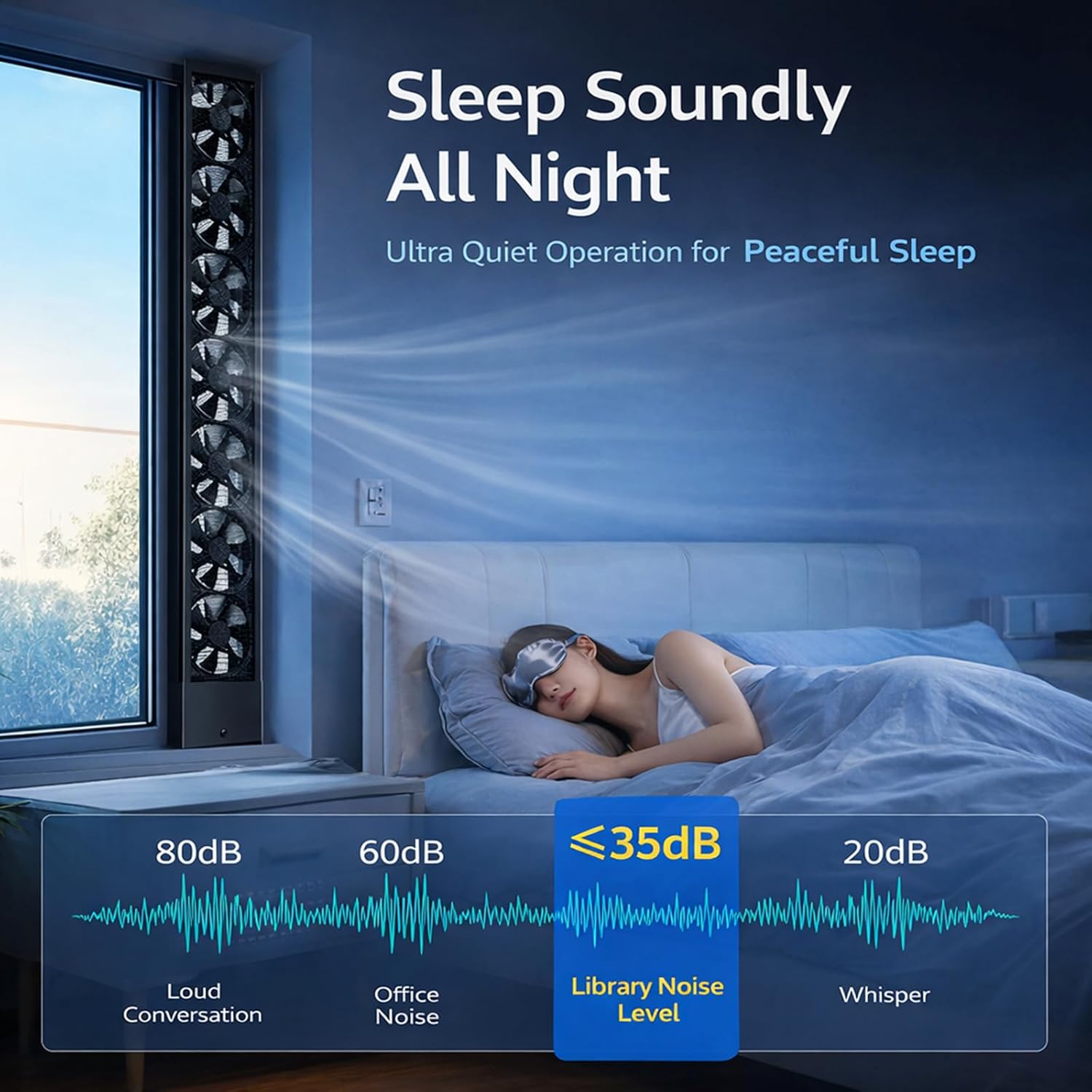 Vertical Window Exhaust Fan for Sliding Windows, Reversible Airflow Window Fan with Stepless Speed Control, No-Tools Punch-Free Installation Ventilation Fan for Bedroom Bath black 31.5-33.5in/80-85cm - Image 7