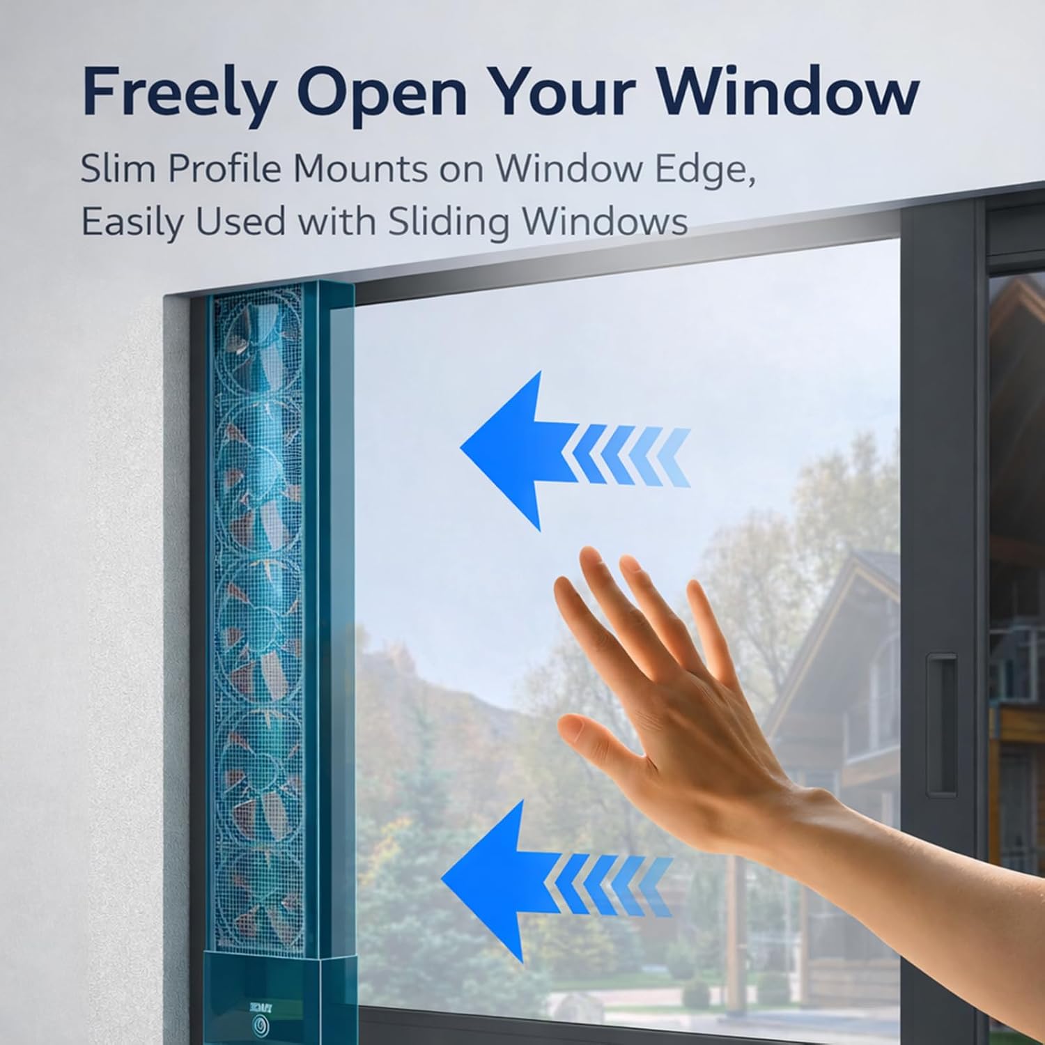 Vertical Window Exhaust Fan for Sliding Windows, Reversible Airflow Window Fan with Stepless Speed Control, No-Tools Punch-Free Installation Ventilation Fan for Bedroom Bath black 31.5-33.5in/80-85cm - Image 8