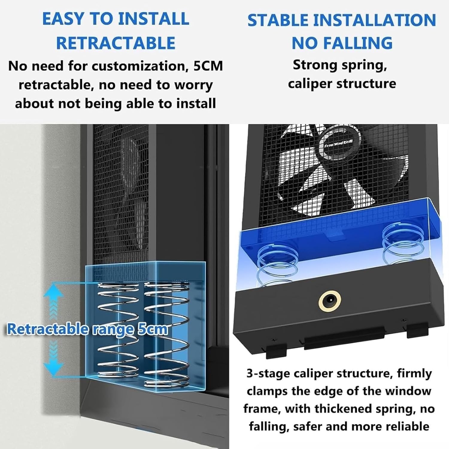 Retractable Window Exhaust Fan, Vertical Door and Window Fan, 2800RPM Silent Ventilation Fan with Stepless Speed Control, Punch-free Installation for Bedroom, Kitchen, Office, Bathroom(70-75cm) - Image 2