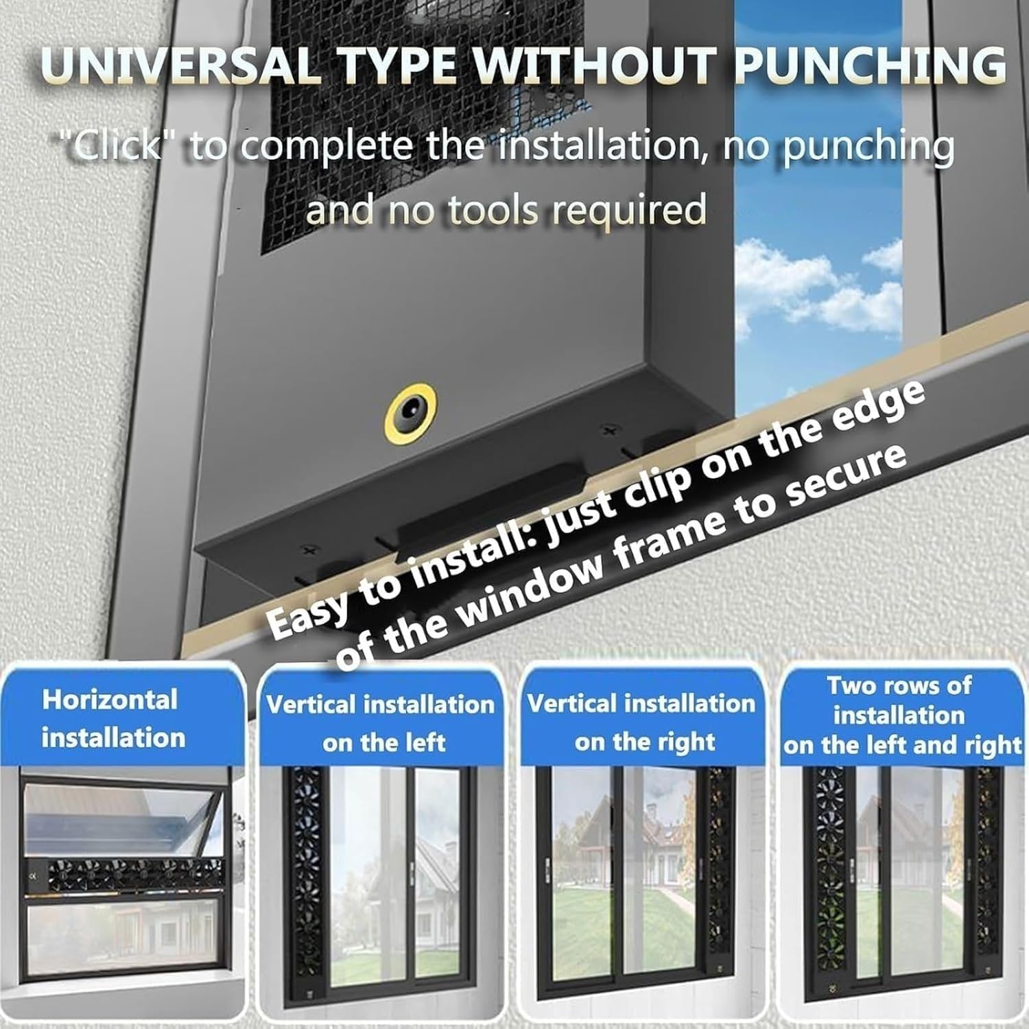 Retractable Window Exhaust Fan, Vertical Door and Window Fan, 2800RPM Silent Ventilation Fan with Stepless Speed Control, Punch-free Installation for Bedroom, Kitchen, Office, Bathroom(70-75cm) - Image 3