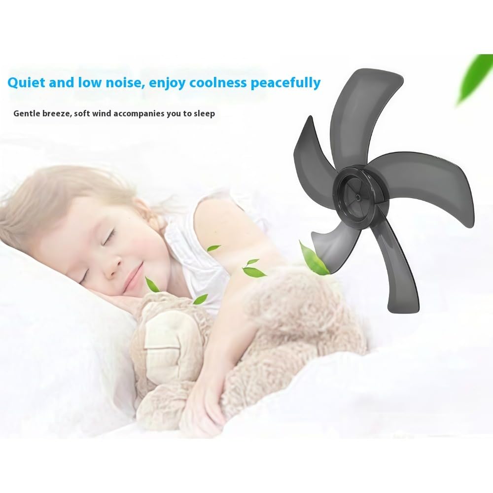 Replacement Fan Blade with 5 Plastic Leaves, Low Noise Design, Nut Cover Included – Compatible with Standing Pedestal Fans (grey,18 Inch) - Image 2