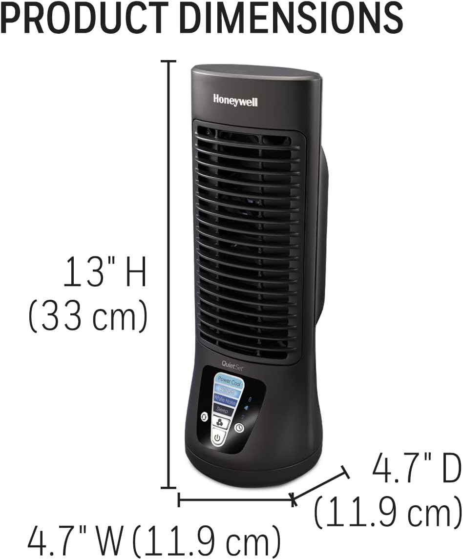Honeywell HTF210BC QuietSet® 13" Personal Desk/Table Fan, Slim, Mini Tower, Oscillating Fan, Portable, Easy to Use Controls, Compact, 4 Speeds, Black - Image 3