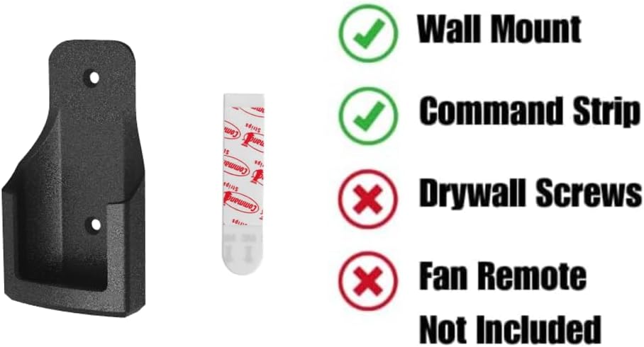 Ceiling Fan Remote Wall Mount Holder Compatible with Hunter and Casablanca Fan Remote Black K6711-01 Remote Control Holder 99795 (Mounting Tape Included) (One Wall Mount) - Image 2