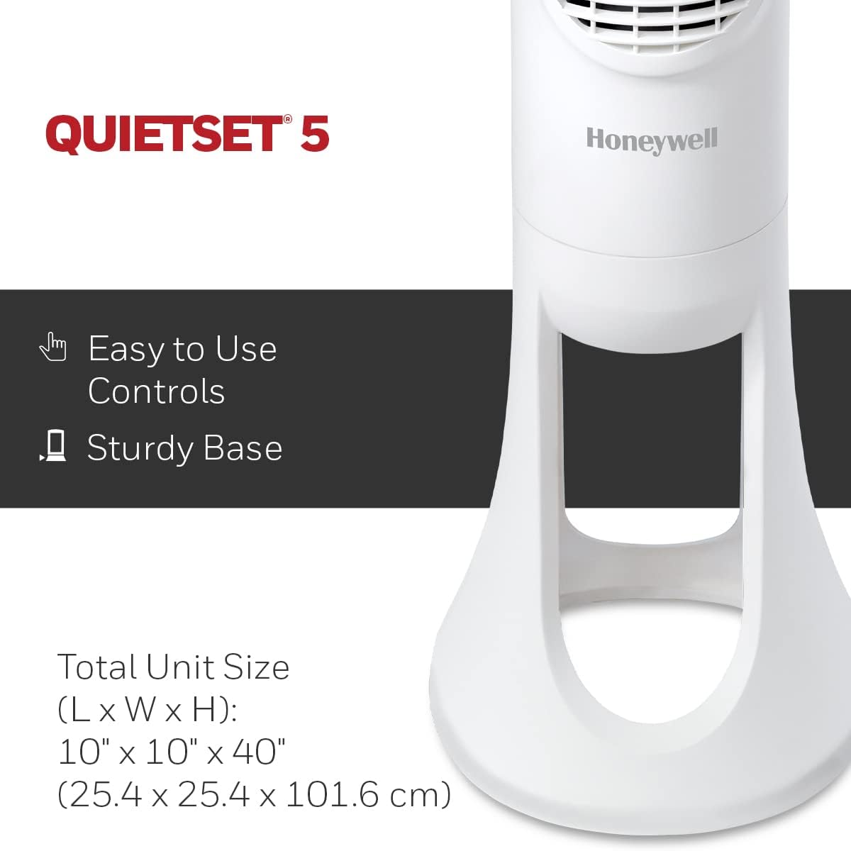 Honeywell HYF260WC QuietSet® Whole Room 40” Tall Tower Fan Home, Bedroom, Office, 75° Oscillation, Remote Control, 5 speeds, Slim Profile, Auto Shut-Off, Portable, Easy-to Use Controls, White - Image 6
