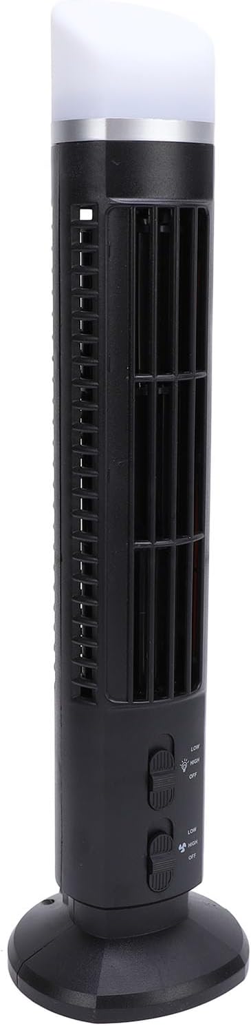 Tower Fan for Bedroom, 90° Oscillating Standing Fan with Adjustable Speed, 34dB Quiet Desktop USB Bladeless Fan with Night Light for Home Bedroom Office