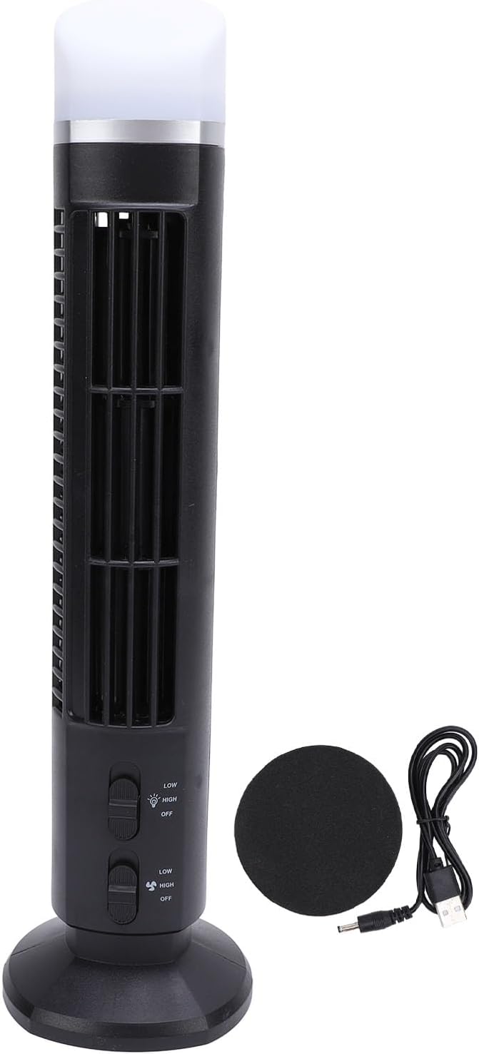 Tower Fan for Bedroom, 90° Oscillating Standing Fan with Adjustable Speed, 34dB Quiet Desktop USB Bladeless Fan with Night Light for Home Bedroom Office - Image 9