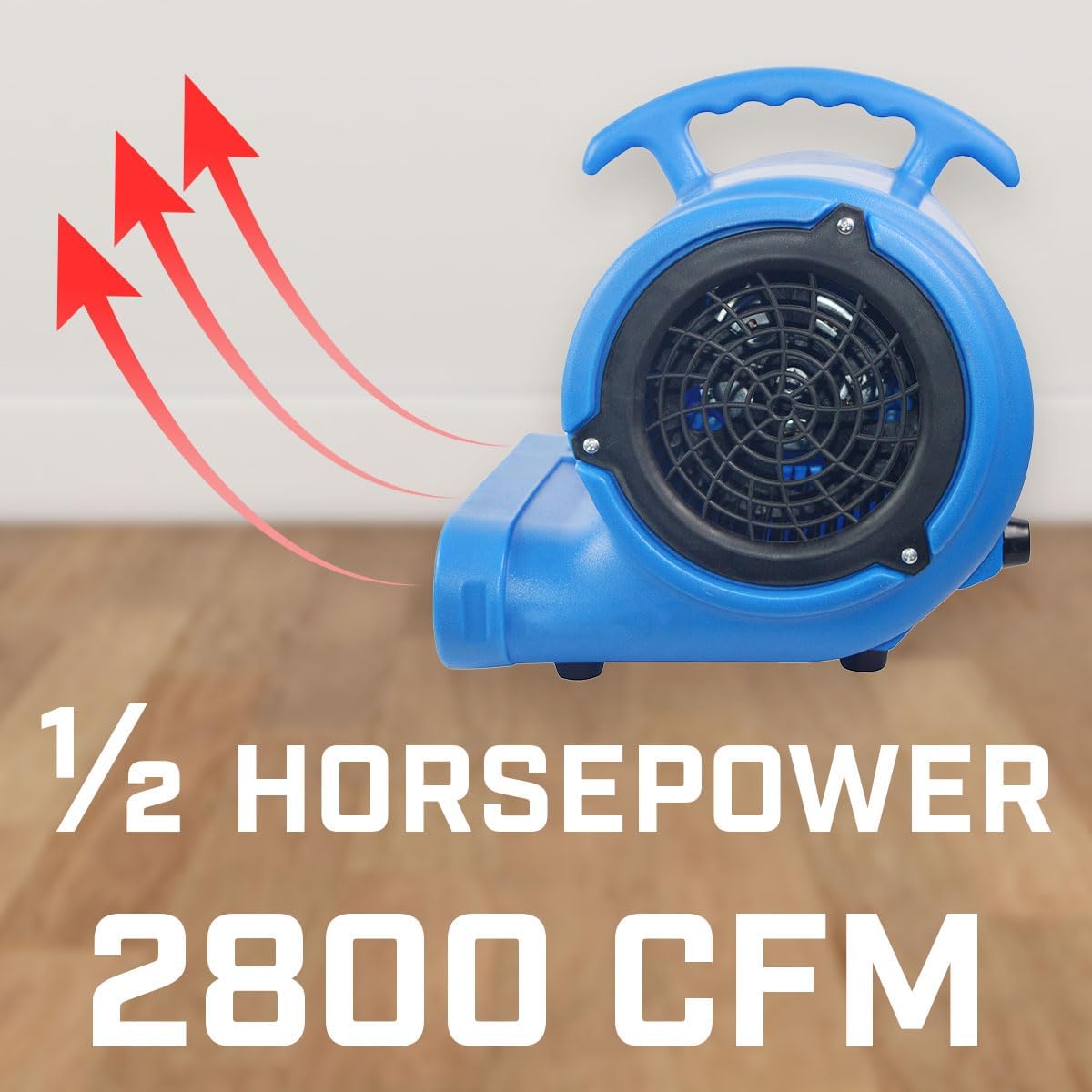 1/2hp 2800CFM Speed Air Mover Carpet Dryer Floor Fan Cooling Fan - Industrial Heavy Duty Abanico de Piso Blower Fan with High Power for Commercial and Industrial Use - Image 2