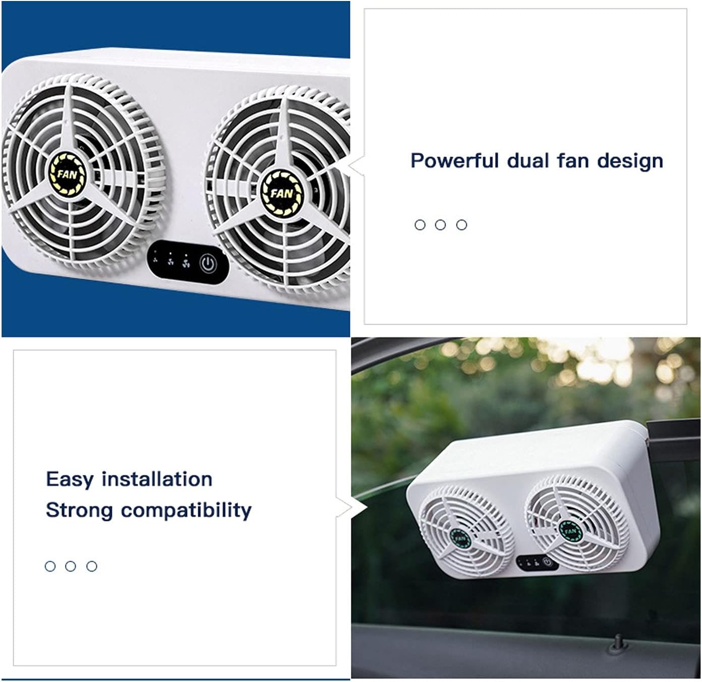 2.4v 5w Usb Twin Window Fan, Charging Air Vent Exhaust Small Window Fan, 3 Levels Adjustable Window Fans with Exhaust Intake Install to Door Glass(equip Motor) - Image 4