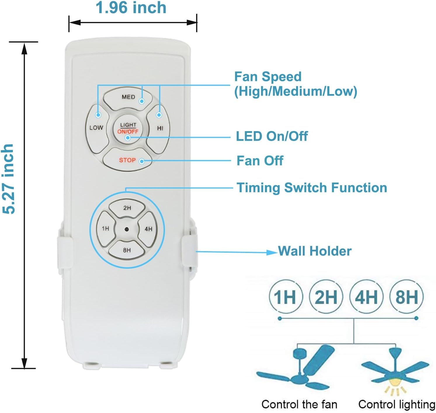 Ceiling Fan Remote Control and Receiver Kit, 3-in-1 Ceiling Fan Light 4 Timing and 3 Speed Wireless Remote Control for Ceiling Fan Lamp - Image 3
