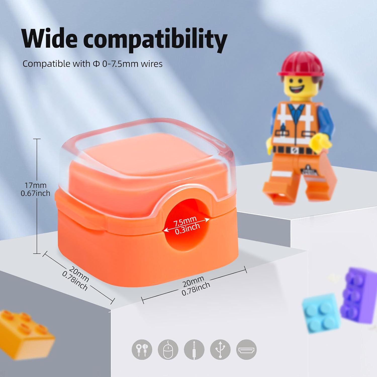 Magnetic Cable Clips Cord Organizer Holder, 6 Pack Adhesive Wire Holder Keeper Organizer USB Charging Cable Storage Holder for Home Office Phone Car Wall Desktop Nightstand Kitchen (Orange) - Image 2