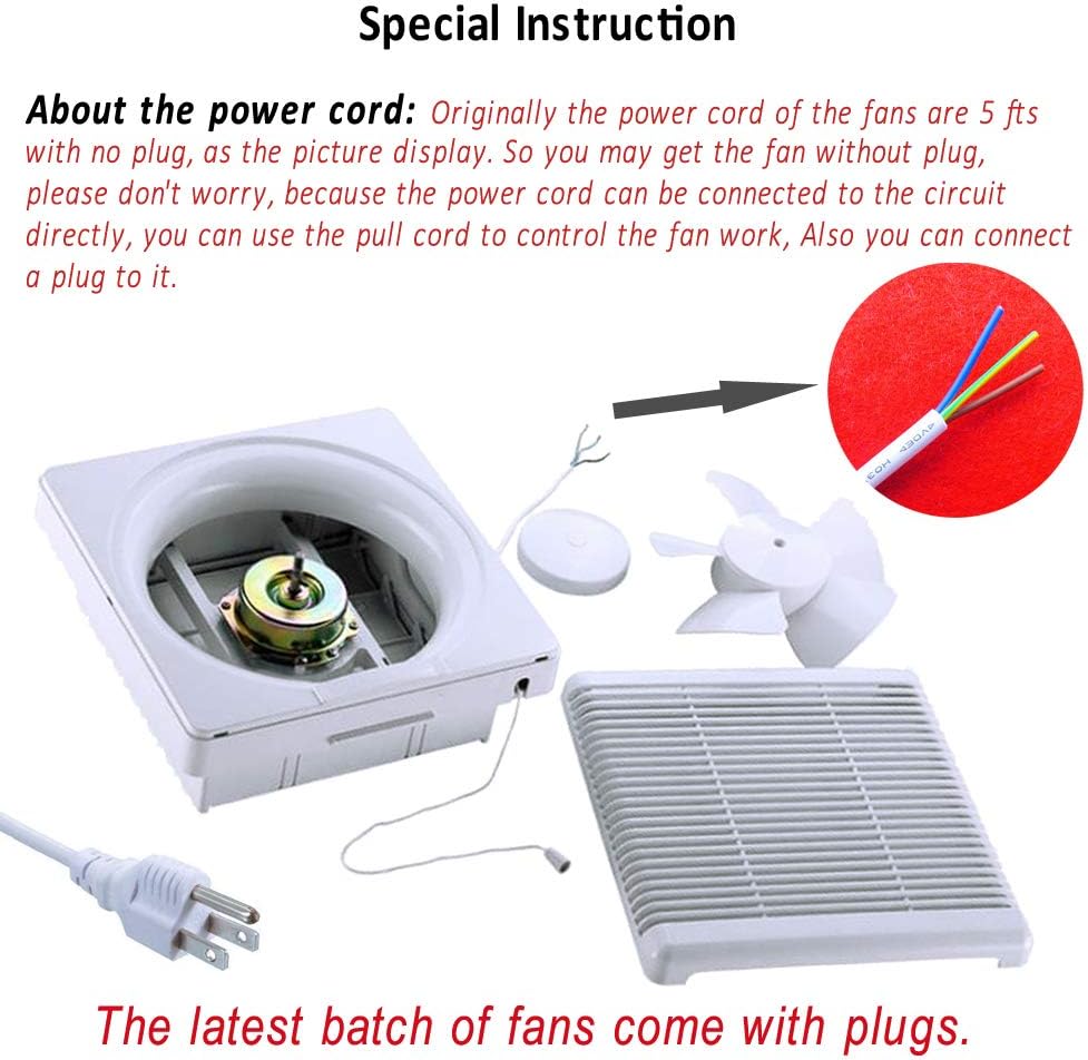 SAILFLO Exhaust Shutter Fan 10 Inch 470 CFM Large Airflow 2 Direction Reversible Airflow Wall Mounted Ventilation Blower for Vents Attic Kitchen Bathroom Basement 10" Propeller - 14"×14" Panel - Image 4