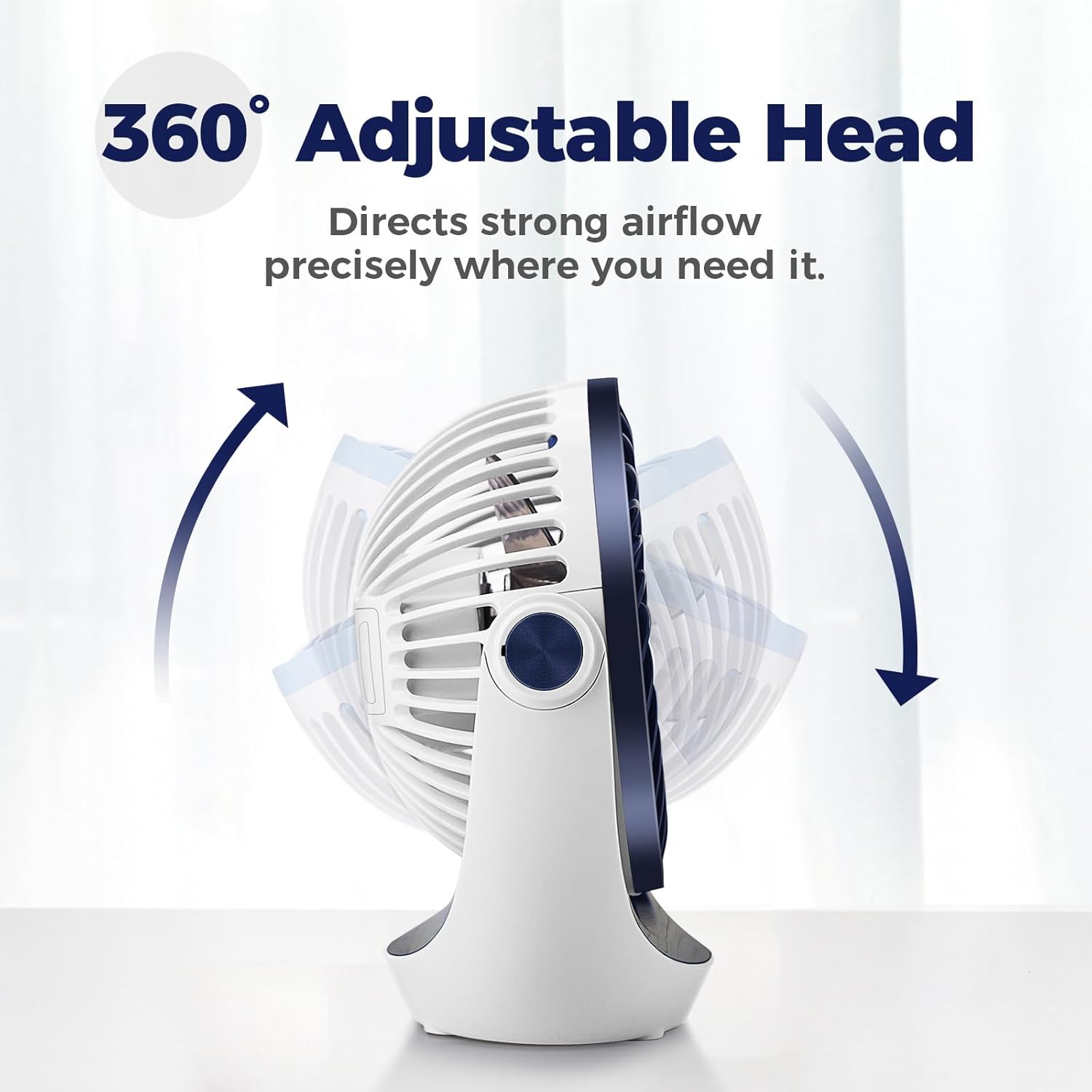 OCOOPA Small USB Desk Fan Table Fan 5'' with Strong Airflow & Quiet Operation, Portable Cooling Mini Fan 3 Speed, 360°Rotatable Head for Home Office Bedroom Desktop - Image 3