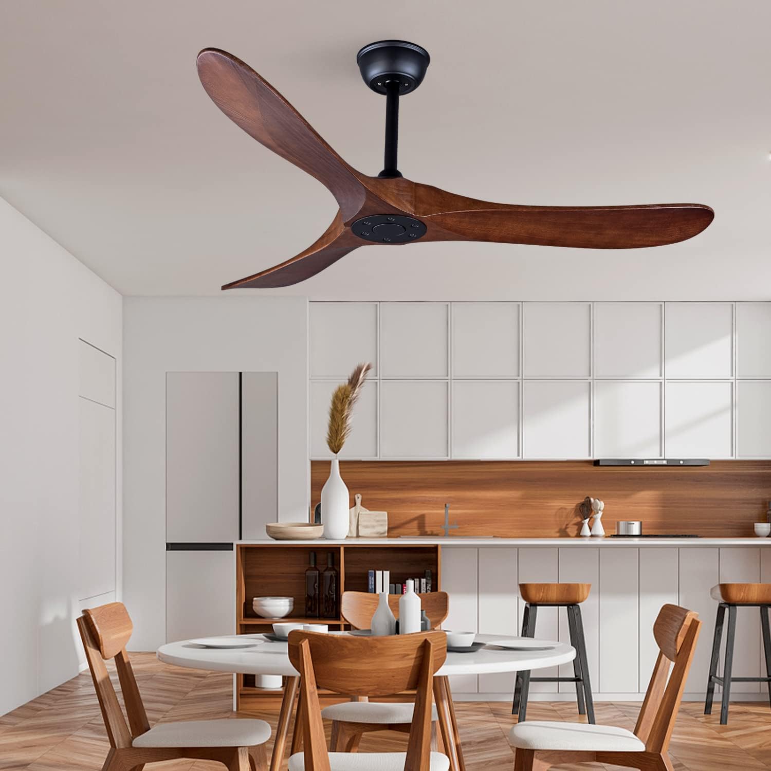 Bigzone 52" Outdoor/Indoor Ceiling Fans Without Lights, Energy Efficient DC Motor, 3 Balsa Wood Blades Ceiling Fan, Wood Ceiling Fan With Remote Control - Image 7
