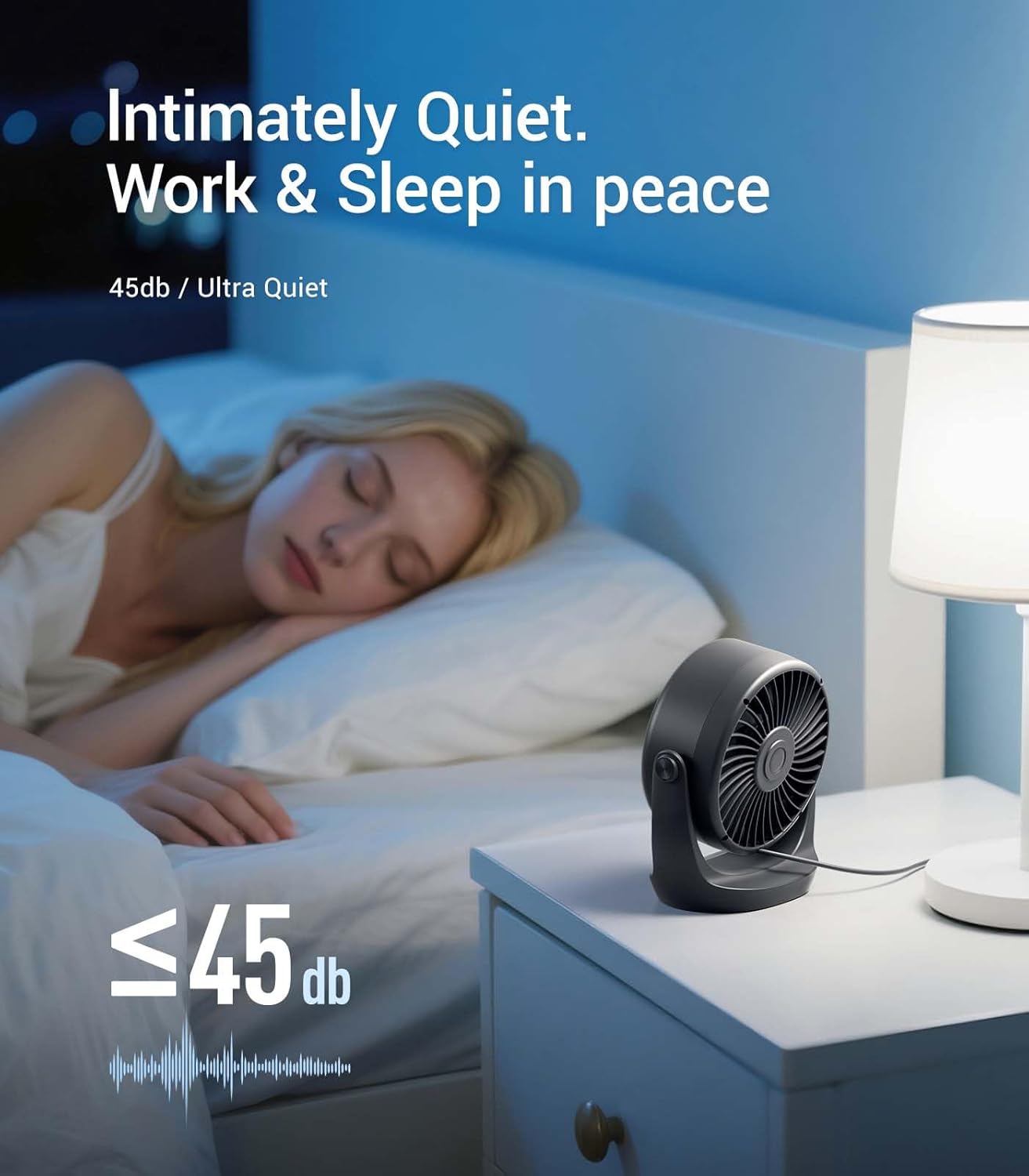 Diveblues USB Desk Turbo Fan, Ultra-Quiet Mini Desk Fan, Powerful Wind, LED Display, 5 Speed, 360° Rotating Small Portable Fan for Home, Office and Outdoor Cool Tech Gadgets - TurboBreeze - Image 3