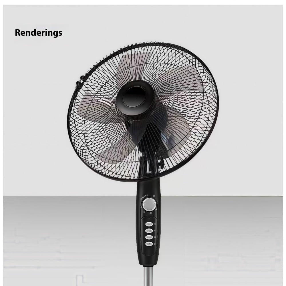 Replacement Fan Blade with 5 Plastic Leaves, Low Noise Design, Nut Cover Included – Compatible with Standing Pedestal Fans (grey,18 Inch) - Image 3