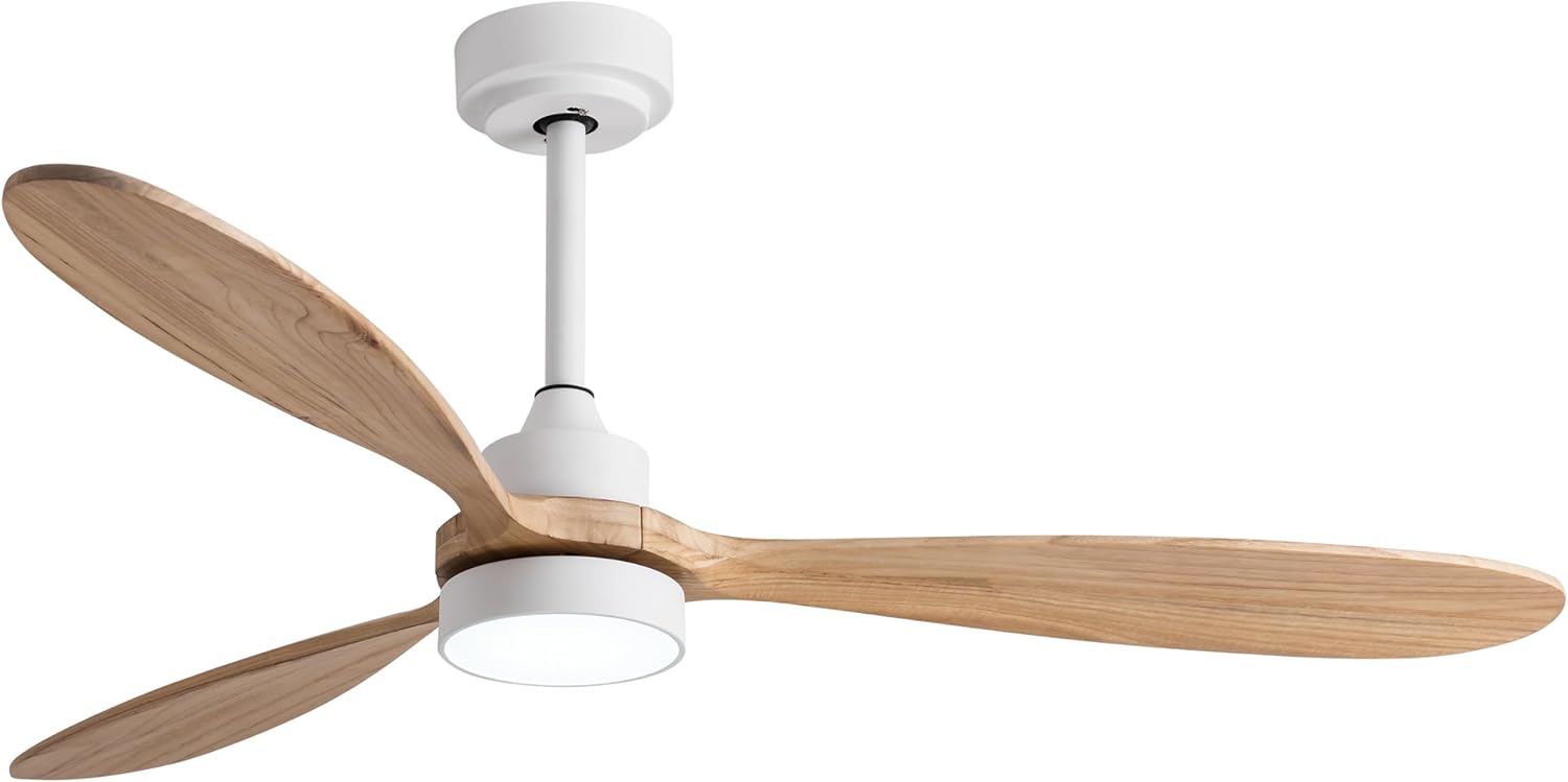 GESUM Ceiling Fan with Light, 52" Wood Ceiling Fan with Light Remote Control,6 Speeds,Low Profile Ceiling Fan Light for Indoor/Outdoor