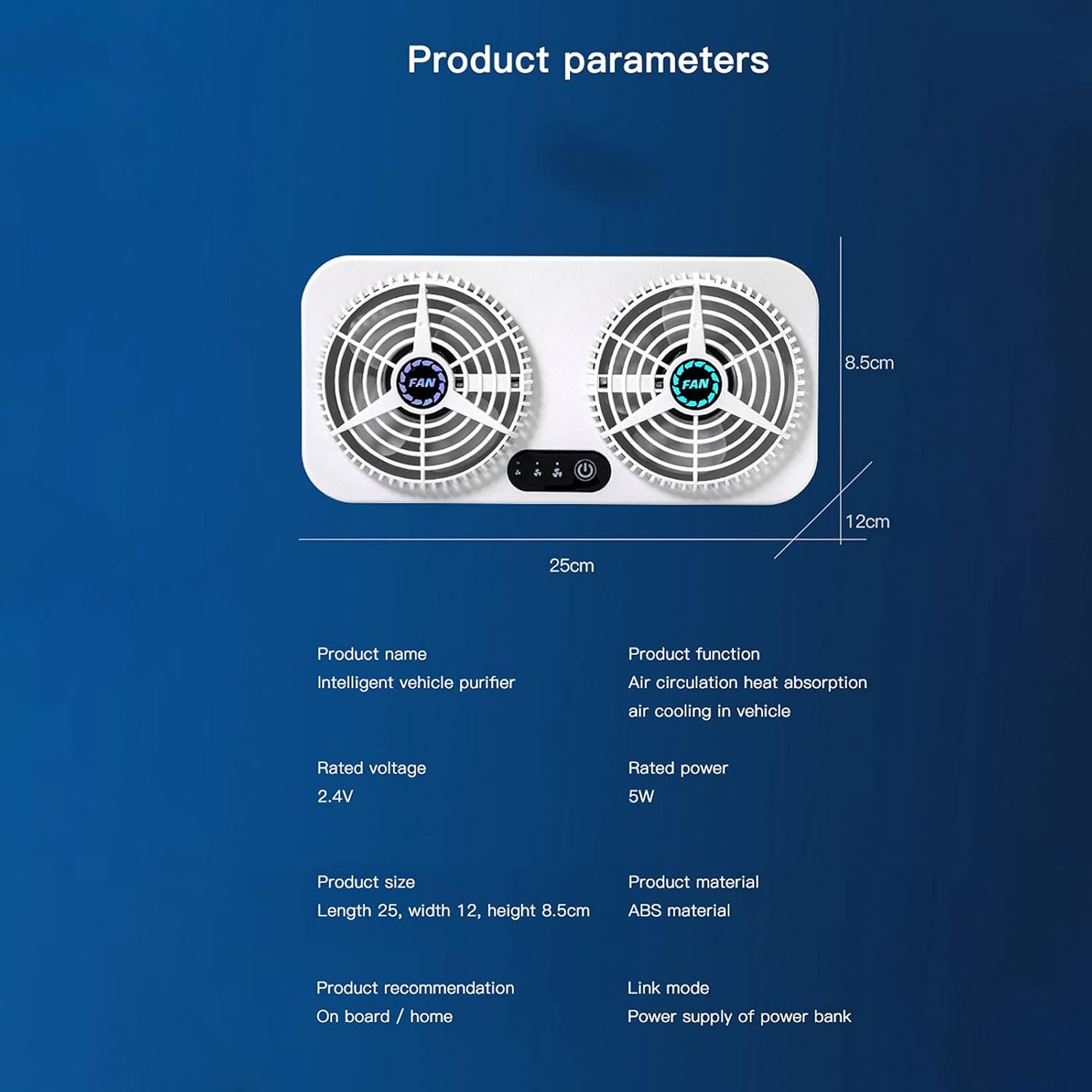 2.4v 5w Usb Twin Window Fan, Charging Air Vent Exhaust Small Window Fan, 3 Levels Adjustable Window Fans with Exhaust Intake Install to Door Glass(equip Motor) - Image 2