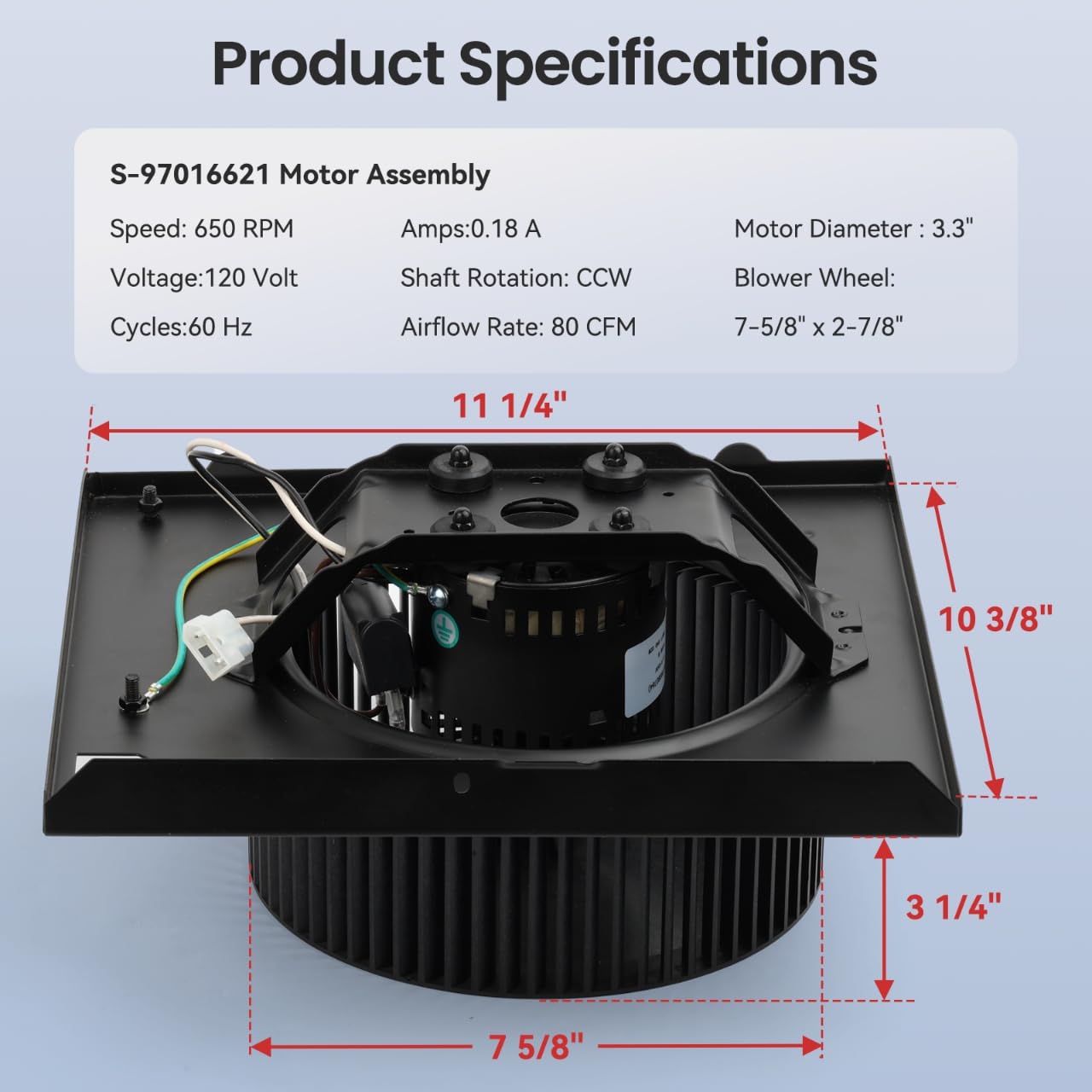 Bathroom Fan Motor Assembly S97016621 S99080568 Replacement Fits QTR070 QTR070L QTN80L QTR080 QTR080L QTR080F QTRN080F QTRN080 - Image 2