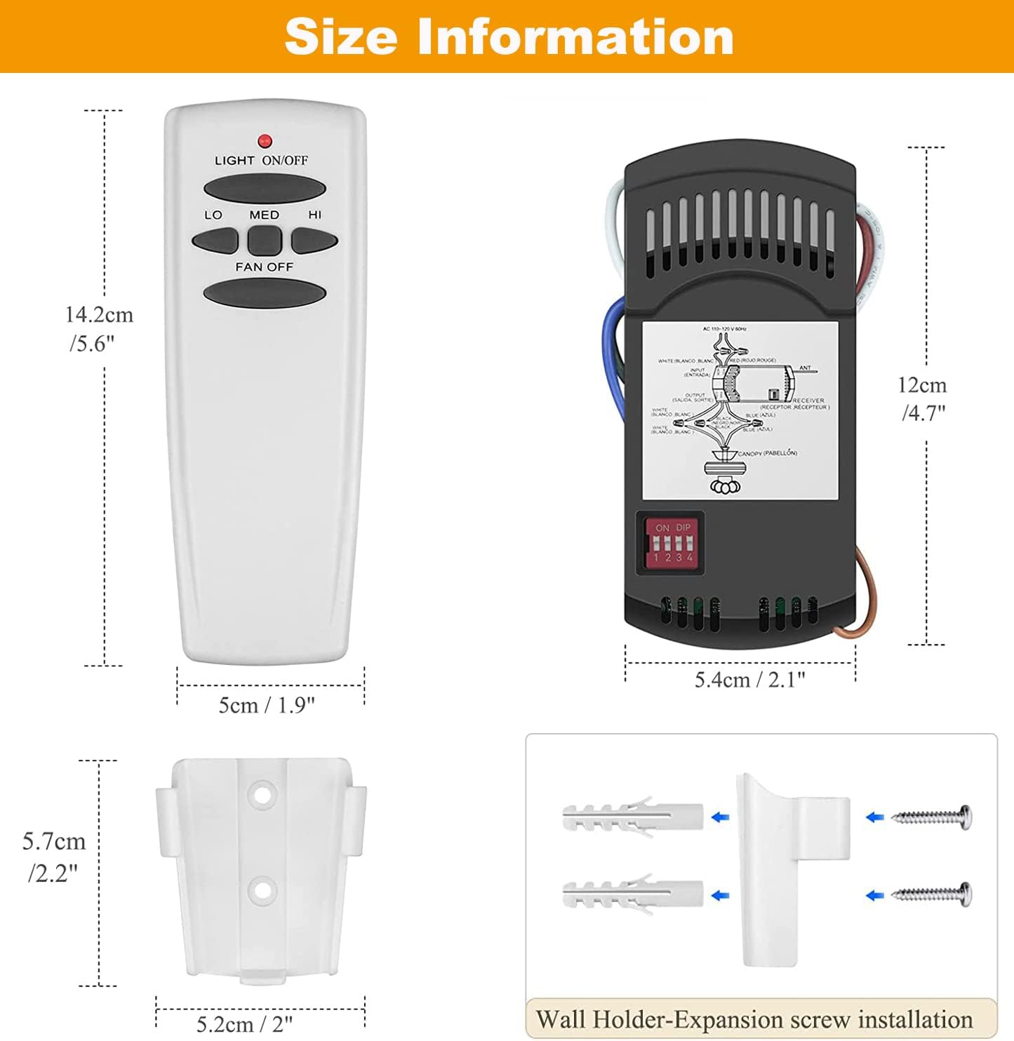 Universal Ceiling Fan Remote Control Kit with dimmer for AC 3-Speed Ceiling Fan Replacement for Hampton Bay Harbor Breeze Hunter UC7078T Fan-HD5 L3H2010FANHD RR7079T CHQ7078T FAN28R Fan-HD Kit - Image 4
