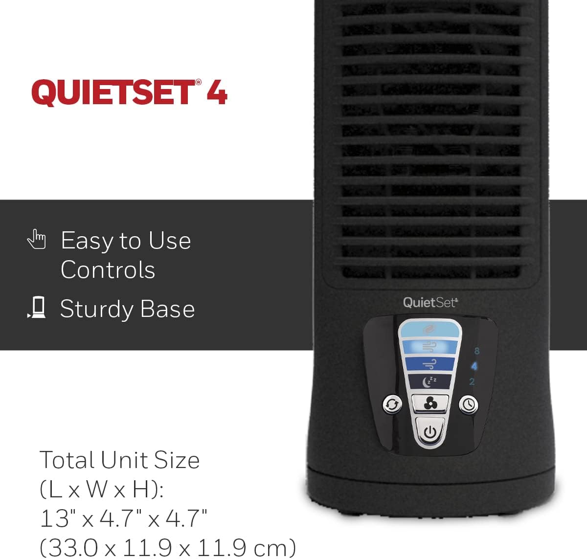 Honeywell HTF210BC QuietSet® 13" Personal Desk/Table Fan, Slim, Mini Tower, Oscillating Fan, Portable, Easy to Use Controls, Compact, 4 Speeds, Black - Image 5