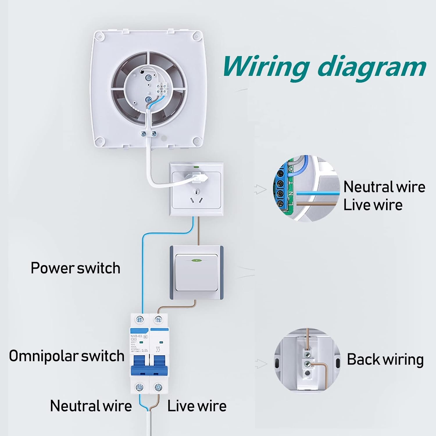 Bathroom Exhaust Fan 141 CFM 6 Inch Allvent Home Ventilation Ceiling Window and Wall Mount Vent Fan with Anti-backflow Check Valve for Kitchen Bathroom Garage(110v/18W/White) - Image 8