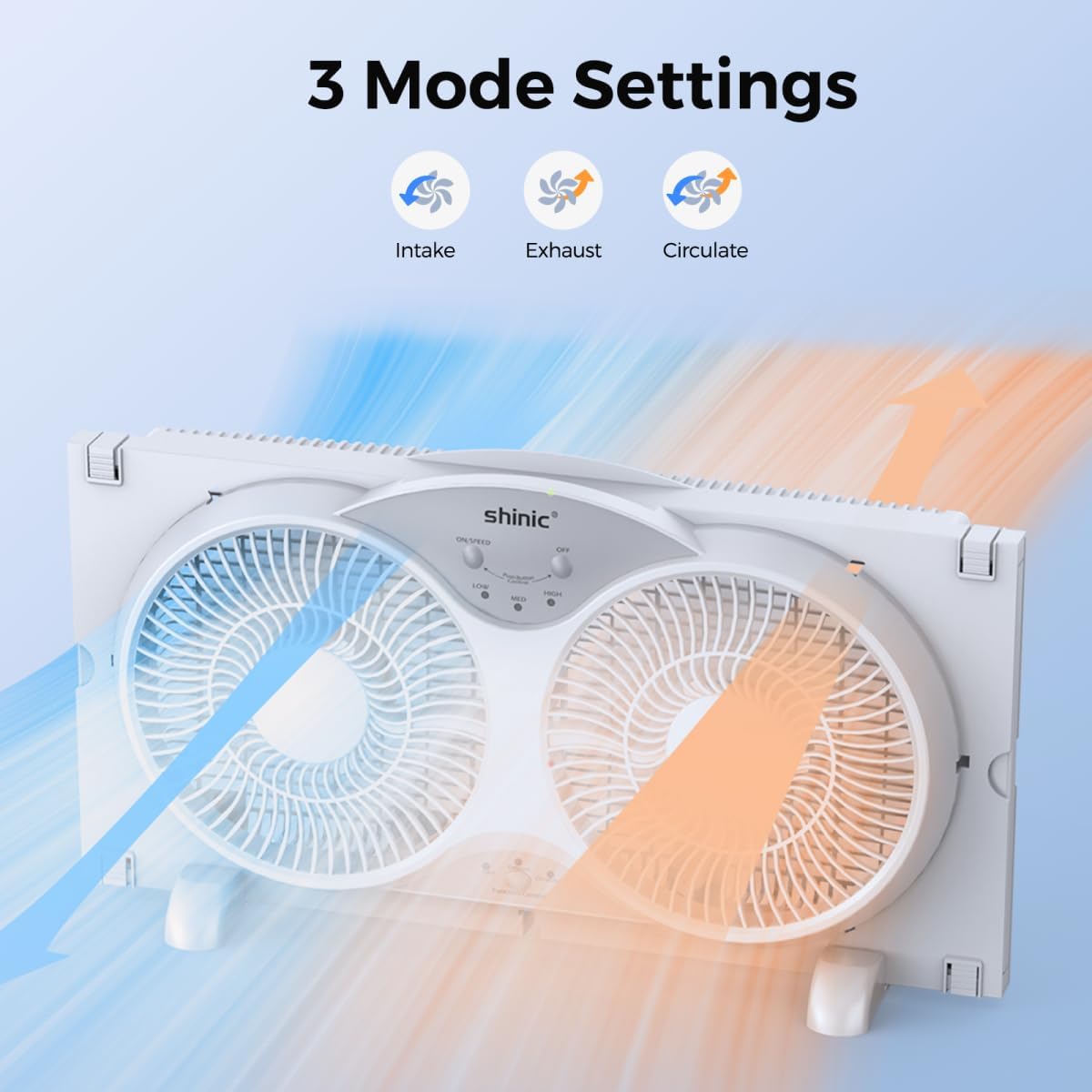 shinic Window Fan with Reversible Airflow Quiet, Twin 9" Blades, Full Remote Control, 3 Functions-3 Speeds, Bathroom Kitchen Window Exhaust Fan, Width Adjustable (From 23.5" to 37") ETL Certified - Image 4