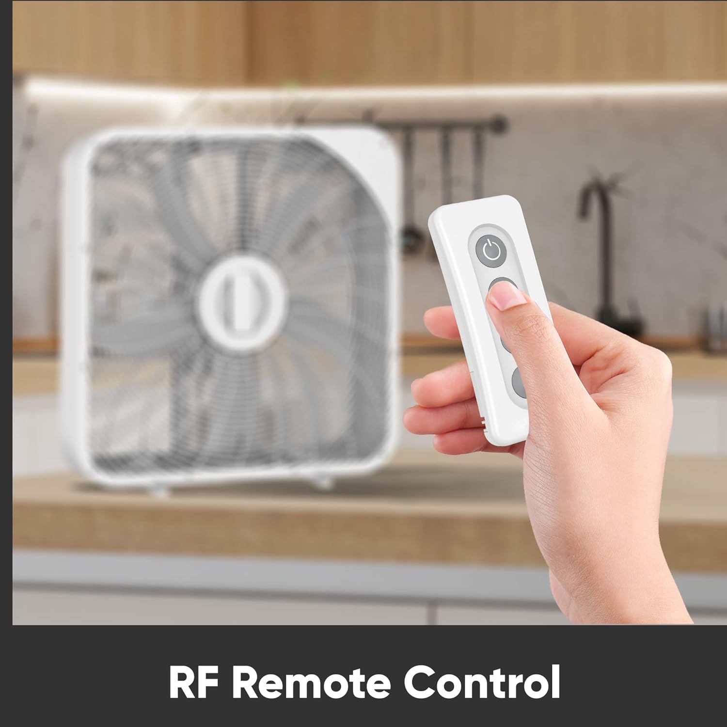 Aspen 20 Inch 3-Speed Box Fan with RF Remote Control, Built-In Handle, and Over 2000 CFM Airflow - High Performance, Light Weight Design, and Cord Storage Designed for Homes, Living Rooms, and more