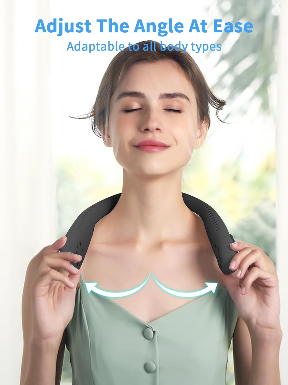 Personal Neck Fan, 6000mAh Neck Fans Portable Rechargable Battery Operated Wearable Bladeless Neck Fan-3 Speeds (Black) - Image 6