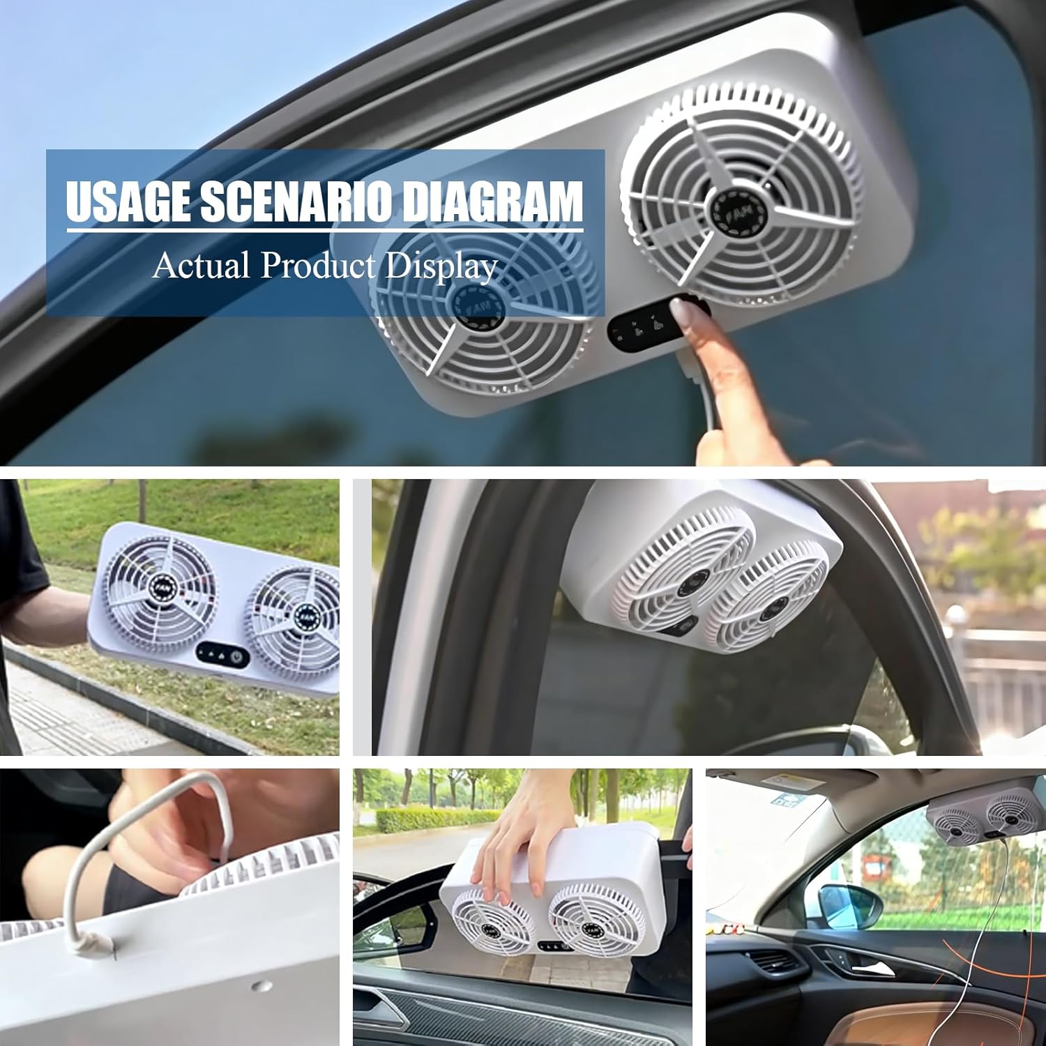 2.4v 5w Usb Twin Window Fan, Charging Air Vent Exhaust Small Window Fan, 3 Levels Adjustable Window Fans with Exhaust Intake Install to Door Glass(equip Motor) - Image 6