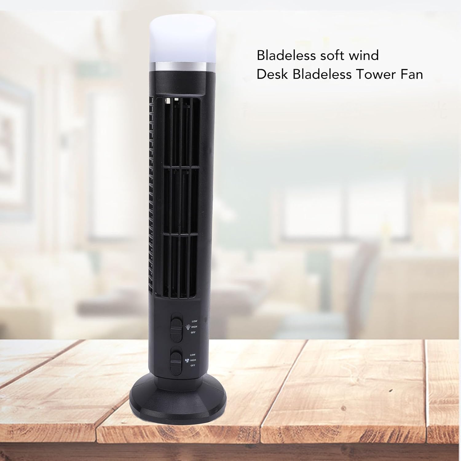Tower Fan for Bedroom, 90° Oscillating Standing Fan with Adjustable Speed, 34dB Quiet Desktop USB Bladeless Fan with Night Light for Home Bedroom Office - Image 4