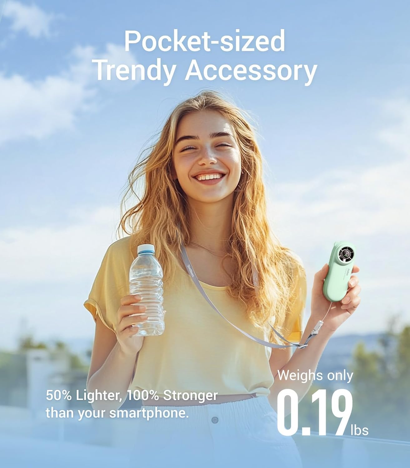 Diveblues TurboBear Mini Turbo Portable Fan, Powerful 8.8m/s Speed, Ultra-Light 86.5g Handheld Fan, 5 Speeds Cooling, Rechargeable Battery Powered, Pocket Sized, Cute Gifts Travel Essentials For Women - Image 3