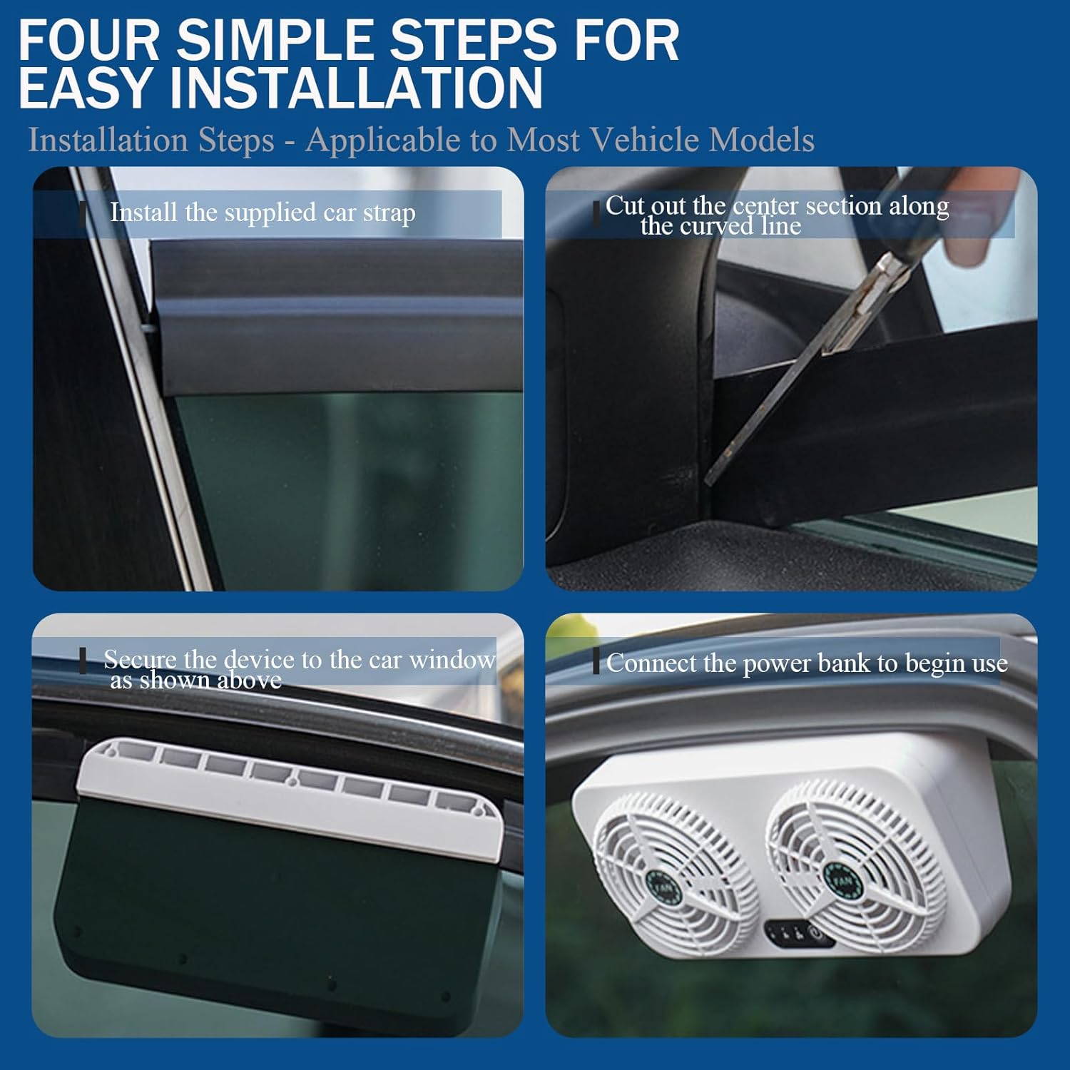 2.4v 5w Usb Twin Window Fan, Charging Air Vent Exhaust Small Window Fan, 3 Levels Adjustable Window Fans with Exhaust Intake Install to Door Glass(equip Motor) - Image 7
