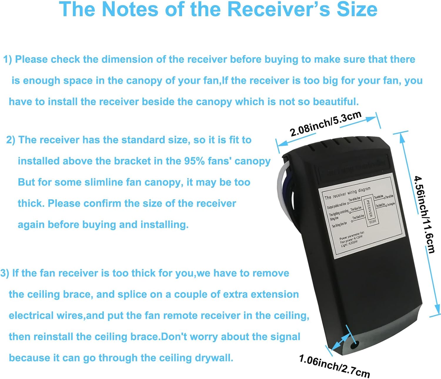 Ceiling Fan Remote Control and Receiver Kit, 3-in-1 Ceiling Fan Light 4 Timing and 3 Speed Wireless Remote Control for Ceiling Fan Lamp - Image 4