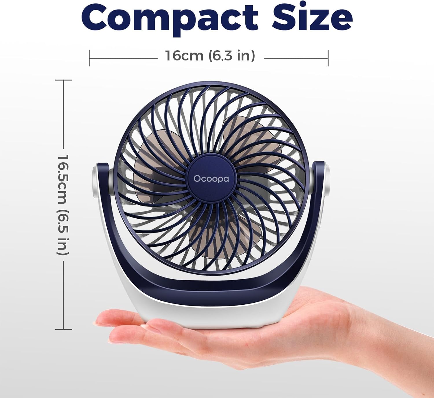 OCOOPA Small USB Desk Fan Table Fan 5'' with Strong Airflow & Quiet Operation, Portable Cooling Mini Fan 3 Speed, 360°Rotatable Head for Home Office Bedroom Desktop - Image 6