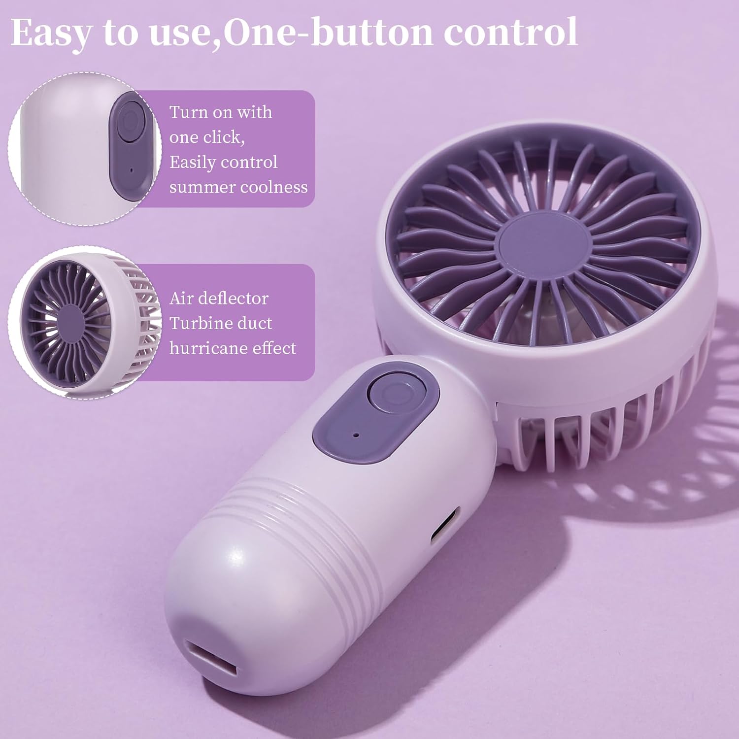 Mini Portable Fan - Handheld Fan, 3 Pack USB Rechargeable Personal Fan, Battery Operated Lightweight Small Makeup/Pocket Fan with 3 Speeds For Stylish Girl Boys Women Men Office Outdoor Travel - Image 4