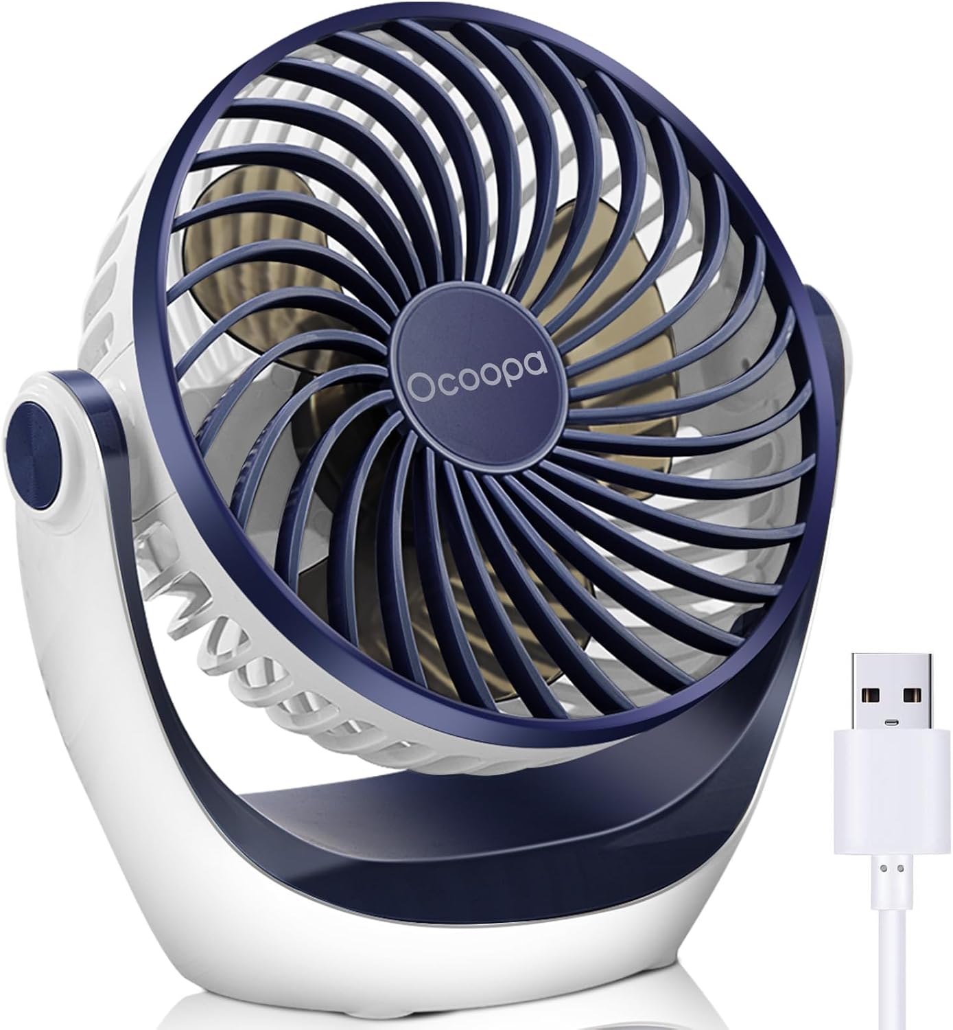 OCOOPA Small USB Desk Fan Table Fan 5'' with Strong Airflow & Quiet Operation, Portable Cooling Mini Fan 3 Speed, 360°Rotatable Head for Home Office Bedroom Desktop