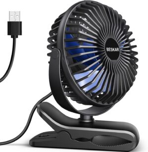 BESKAR USB Powered Clip on Fan, Por...