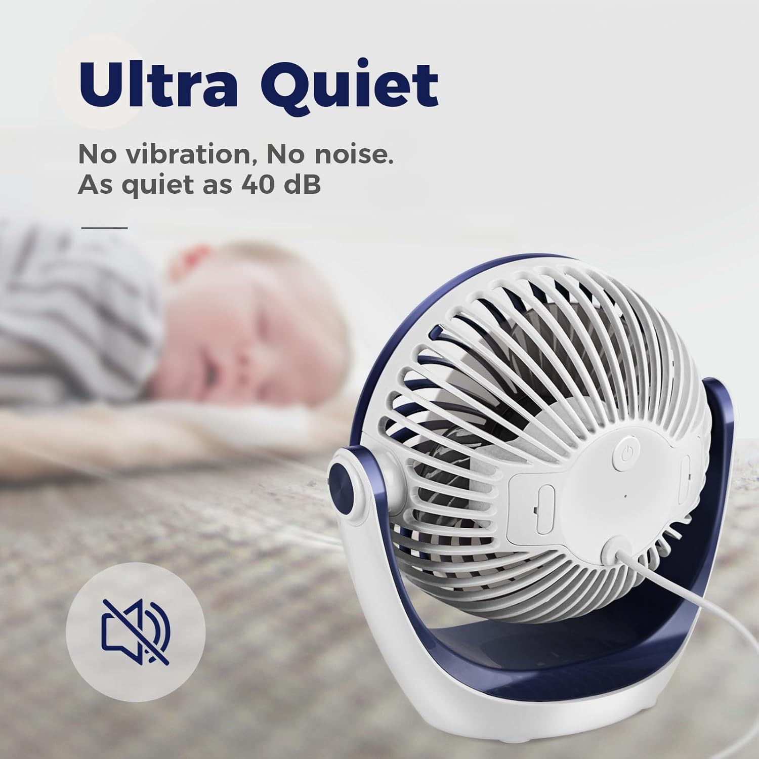 OCOOPA Small USB Desk Fan Table Fan 5'' with Strong Airflow & Quiet Operation, Portable Cooling Mini Fan 3 Speed, 360°Rotatable Head for Home Office Bedroom Desktop - Image 8