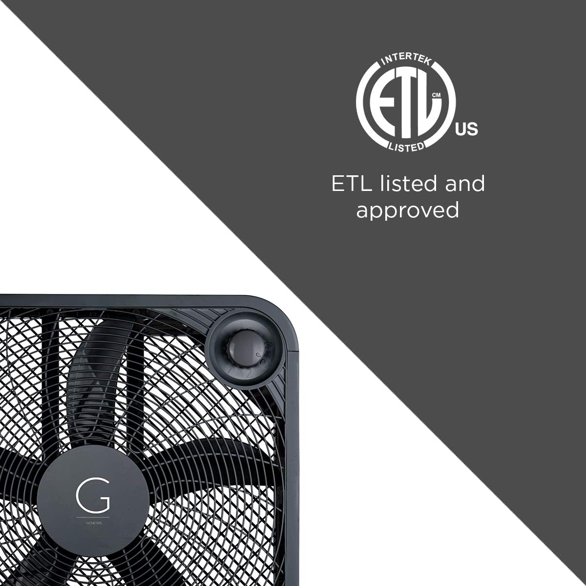 Genesis 20" Box Fan, 3 Settings, Max Cooling Technology, Carry Handle, Black (G20BOX-BLK) - Image 6