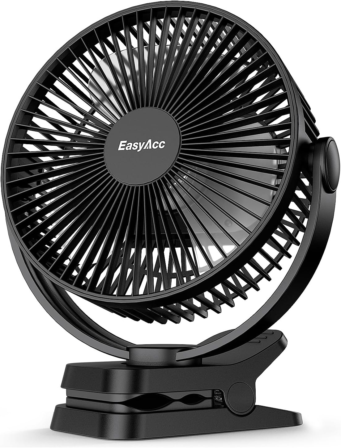 EasyAcc 10000mAh Desk Fan, 37 Hours Portable Rechargeable Fan with 5 Speeds Digital Display, Ultra Quiet 37H Stroller Fan for Baby, Camping Fan, Clip on Fan, Travel Fan, USB Battery Fan