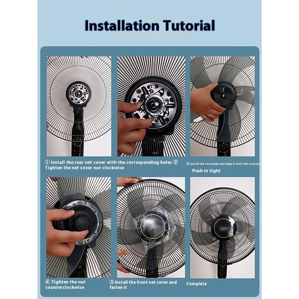 Replacement Fan Blade with 5 Plastic Leaves, Low Noise Design, Nut Cover Included – Compatible with Standing Pedestal Fans (grey,18 Inch) - Image 6