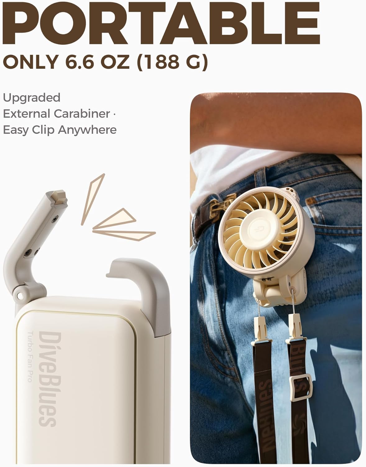 Diveblues Portable Hand Fan - Mini USB Rechargeable Handheld Fan Up to 12 Hours Cooling, 1-100 Speed Personal Fan with Turbo Airflow, 180° Foldable Desk Fan for Office & Bedroom & Travel & Commuting - Image 6